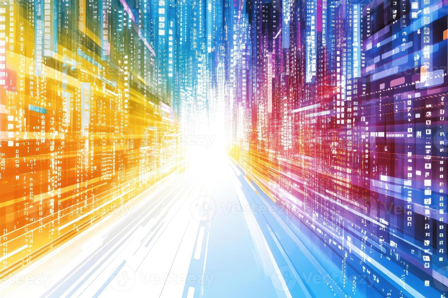Digital cityscape tunnel photo