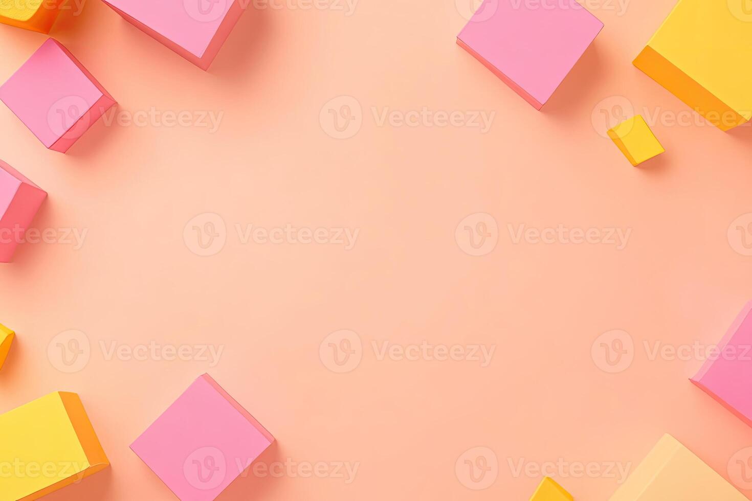Colorful geometric shapes on a pastel background photo