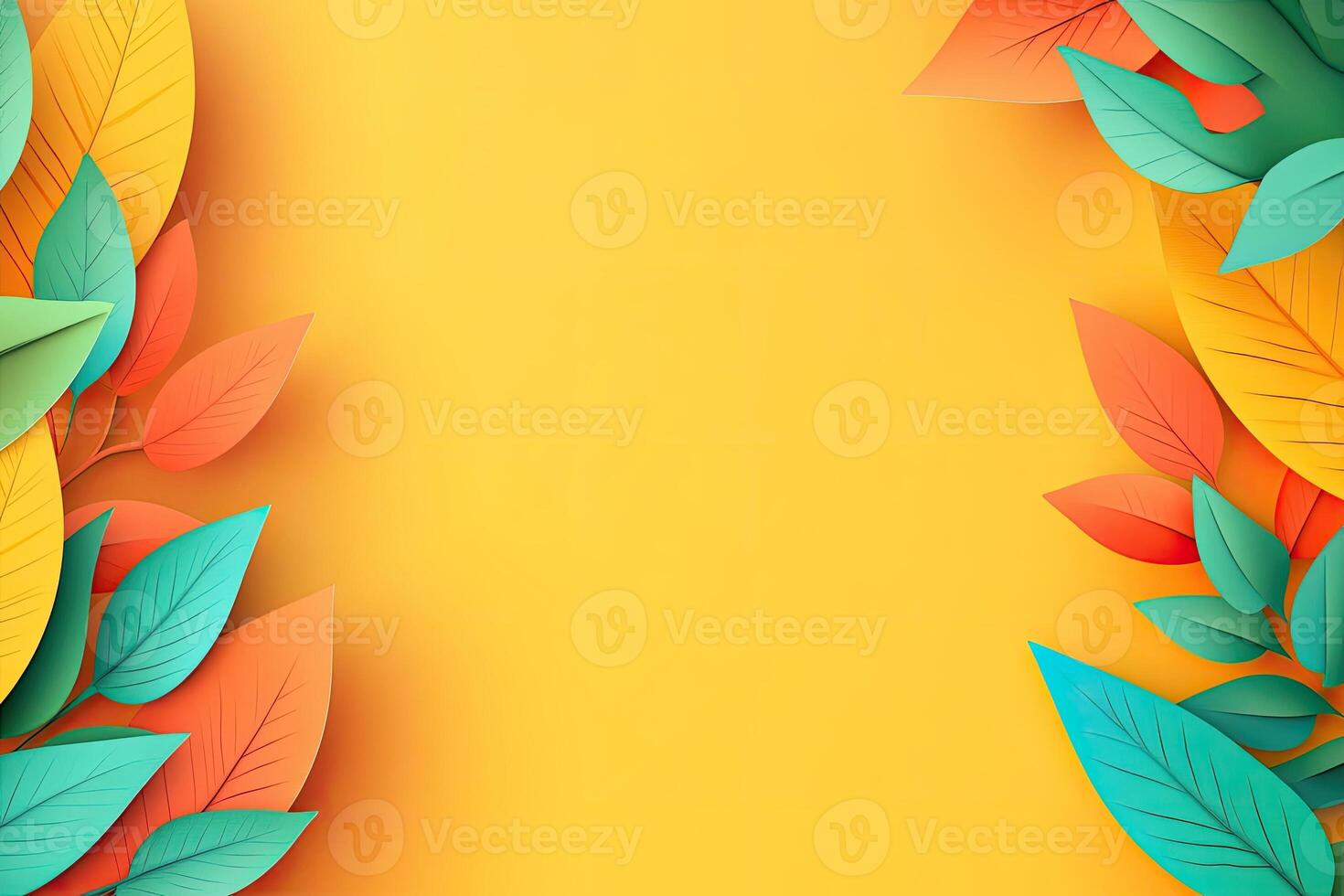 Vibrant autumnal leaves frame photo