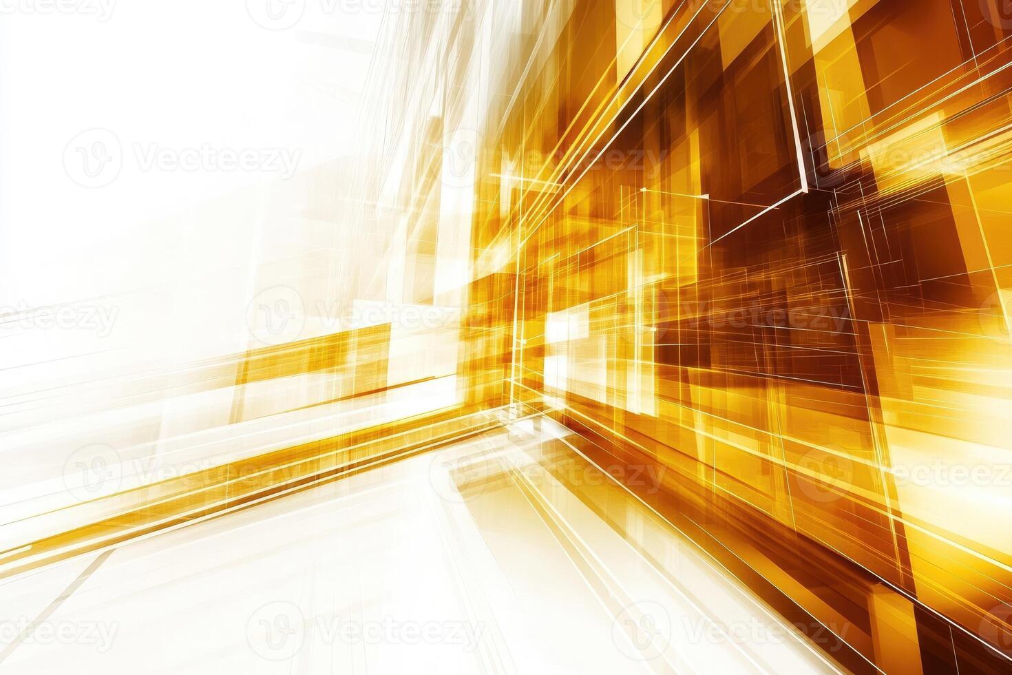 Abstract architectural perspective, golden hues and white light photo