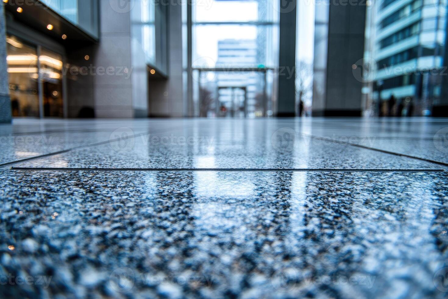 Polished granite floor in modern office building photo