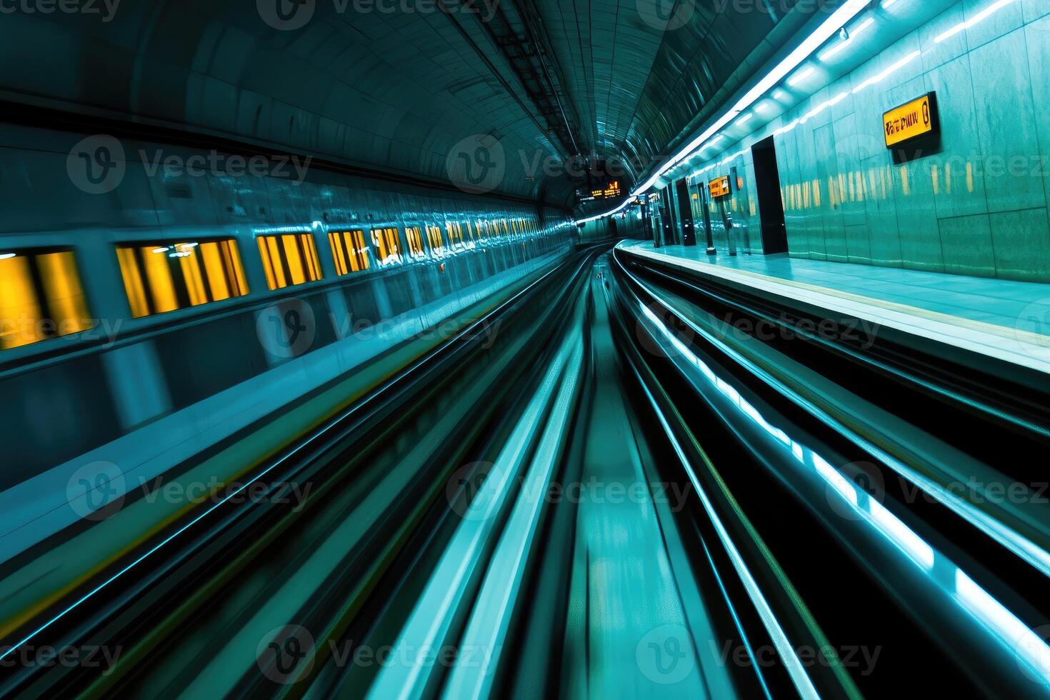 Subway tunnel, blurred motion photo