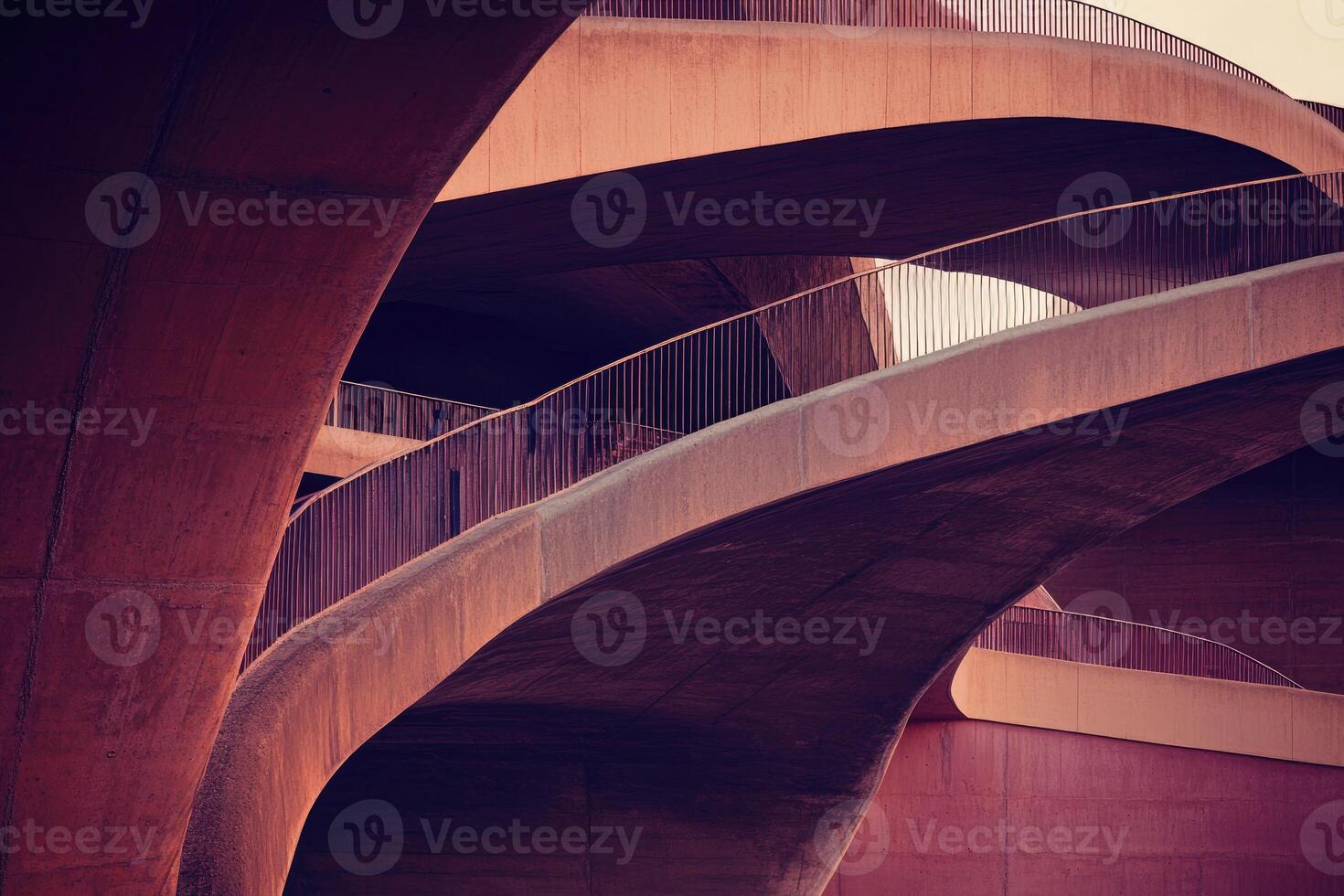 Abstract architectural detail, curved concrete structures photo