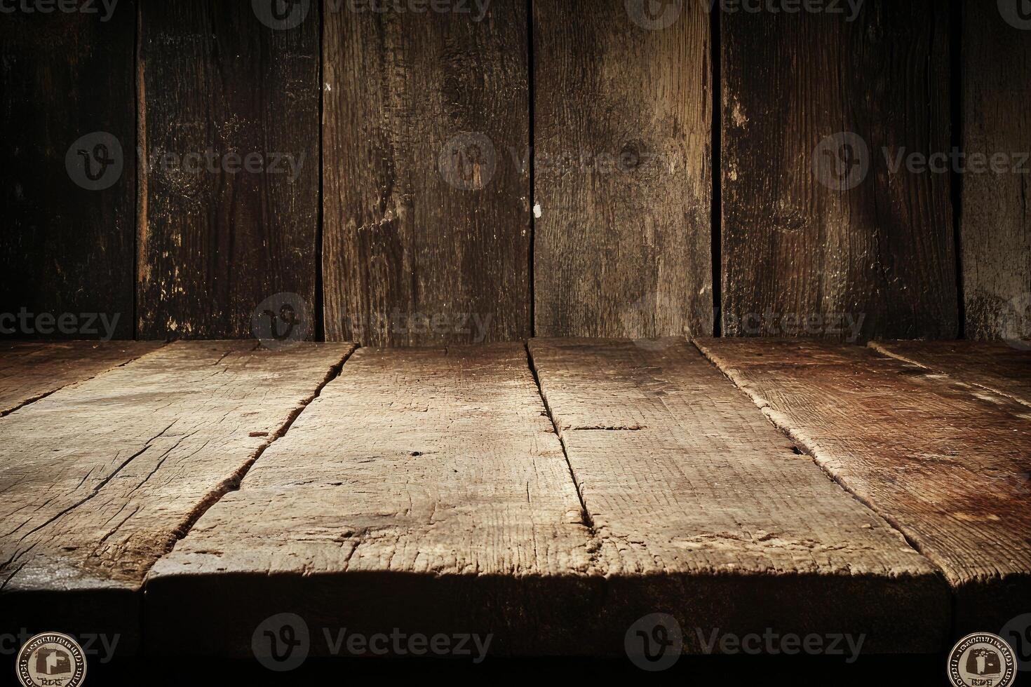 Rustic wooden table and wall photo