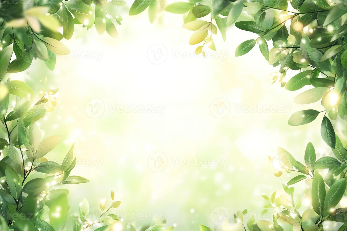Fresh, vibrant leaves frame a soft, luminous space photo