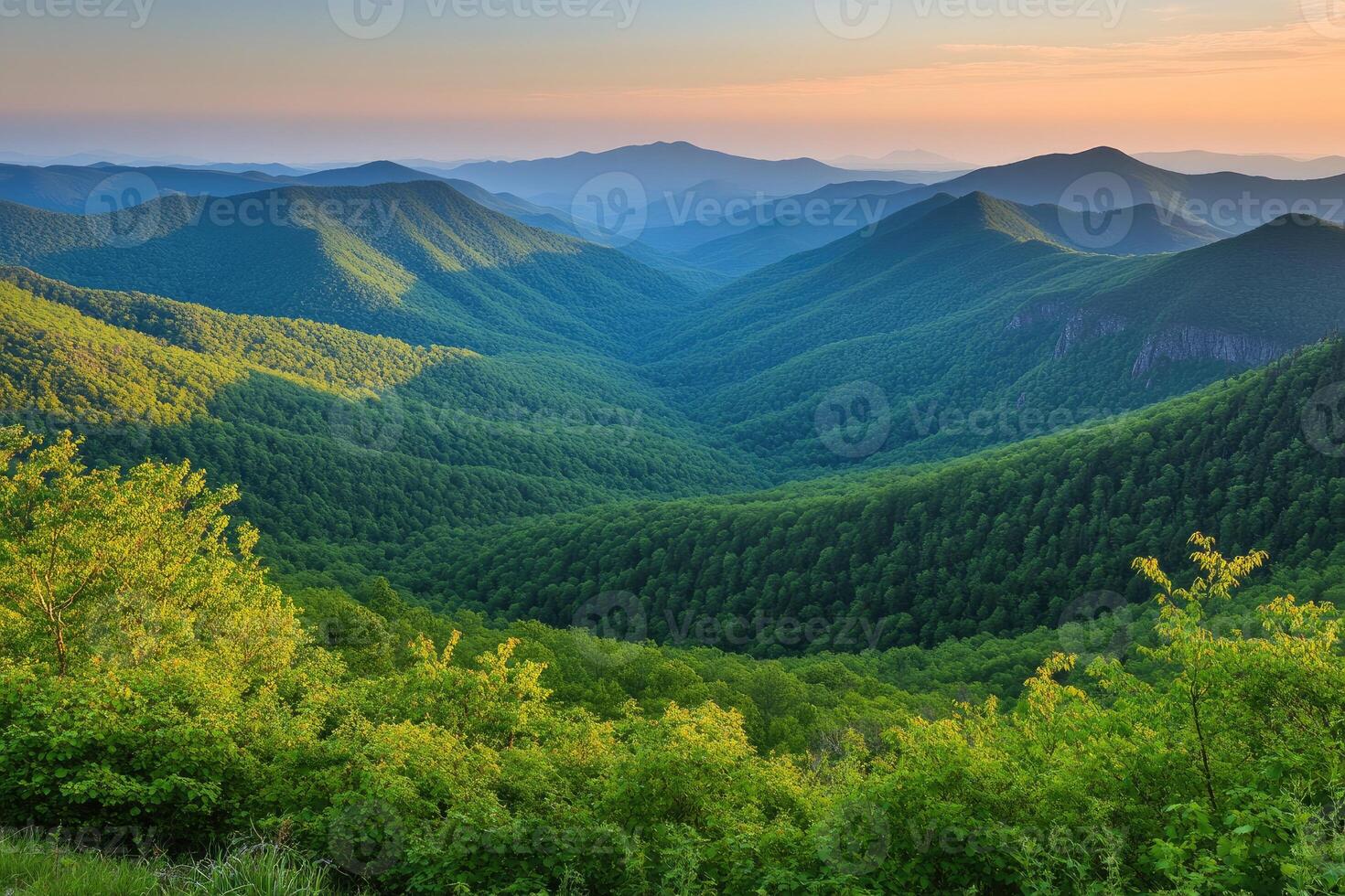 Mountain vista at sunrise photo
