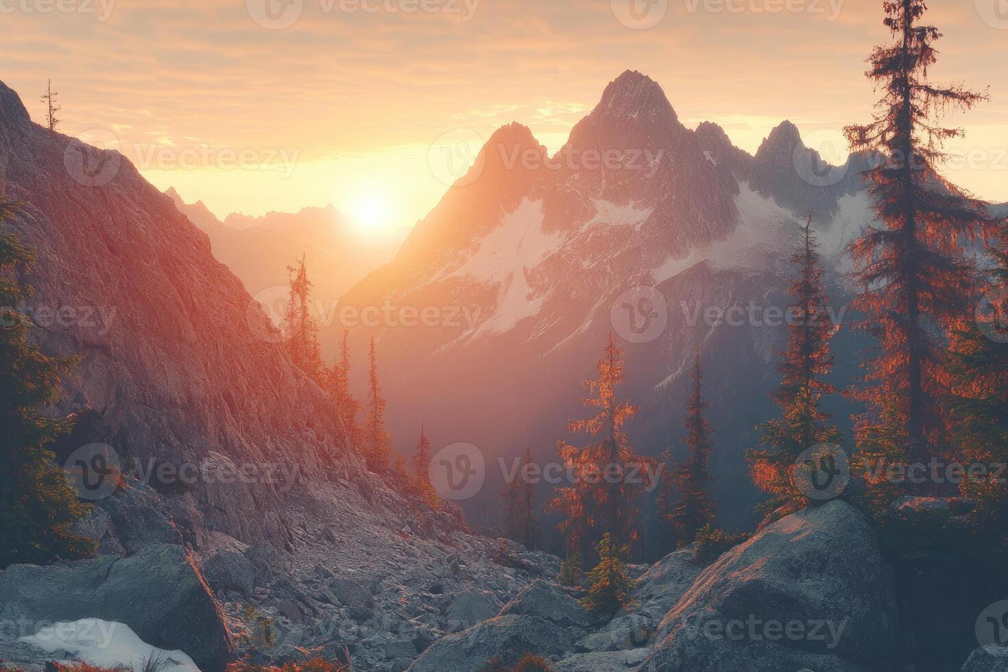 Majestic mountain sunrise photo