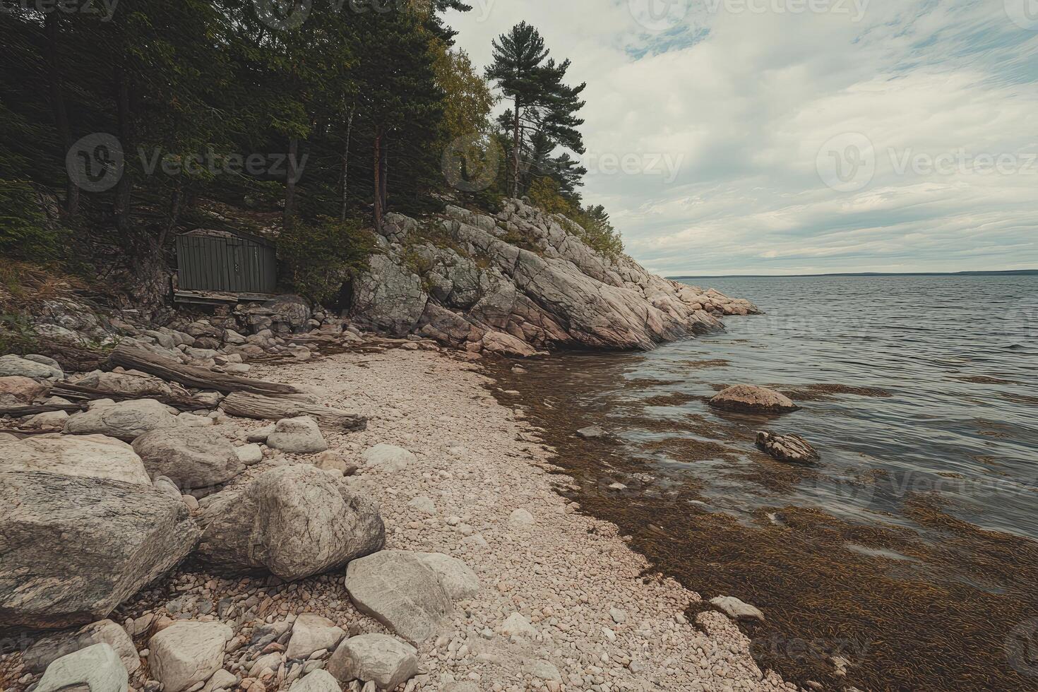 Rocky Coastline Meets Calm Water photo