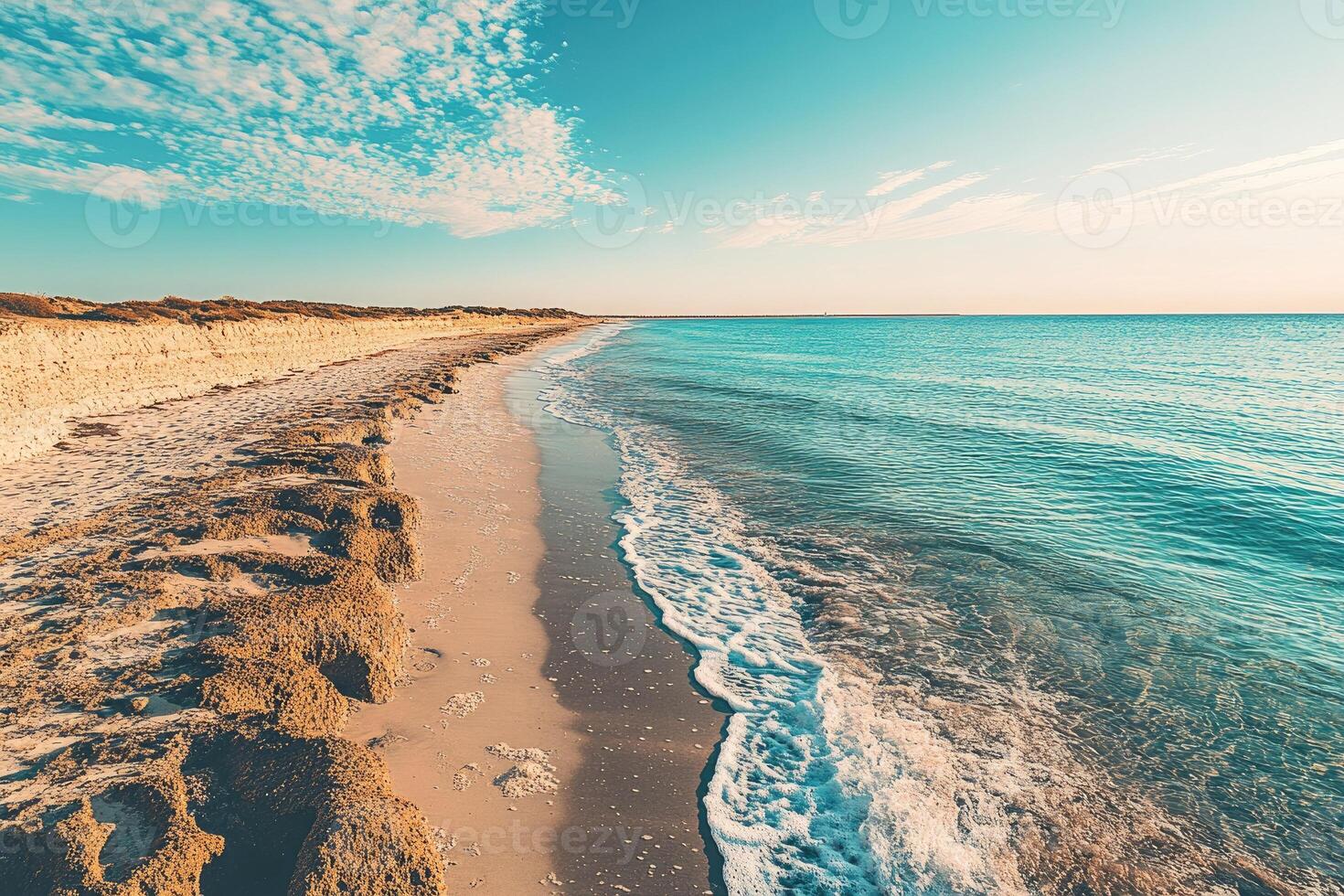Coastal landscape at sunrise photo