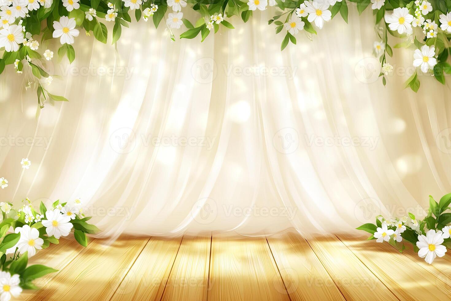 Soft, floral stage backdrop photo