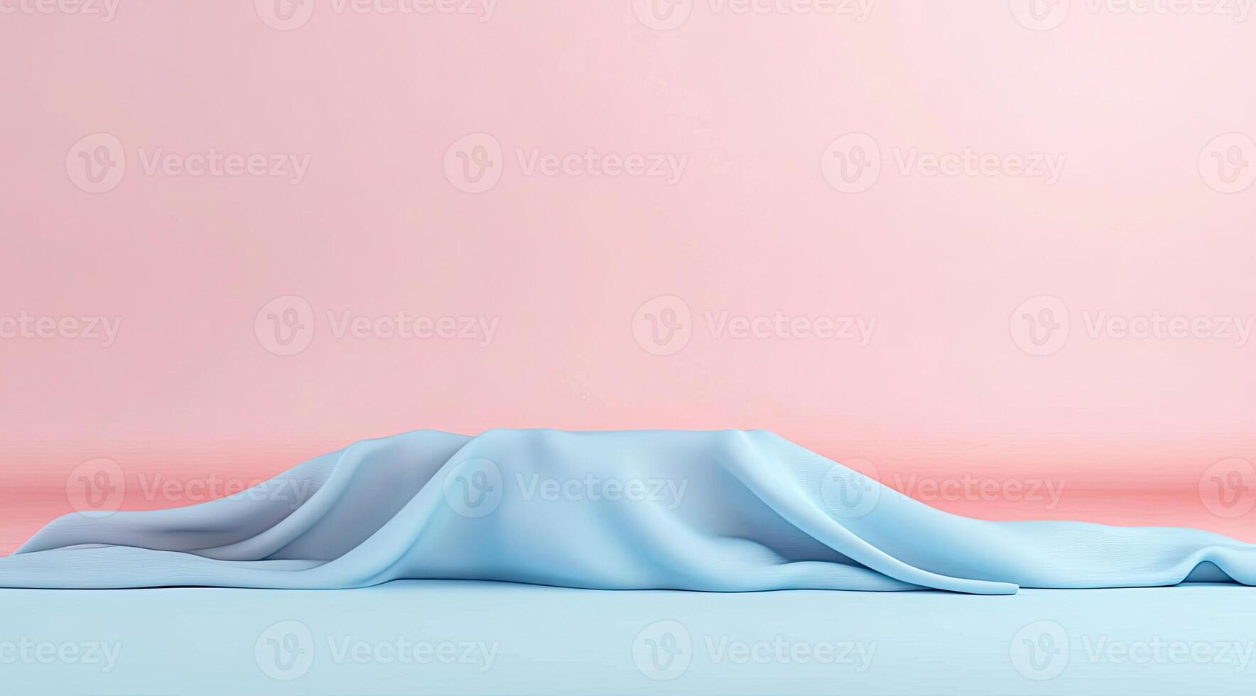 Pastel display podium draped in soft fabric photo