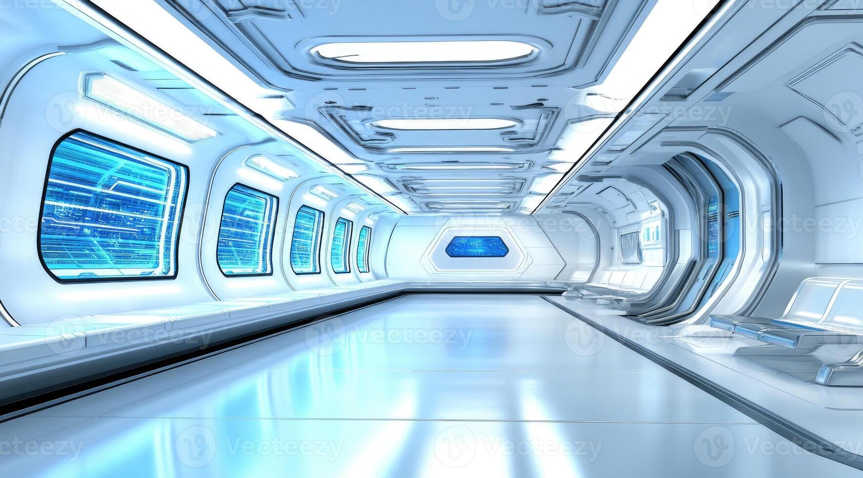 Futuristic spaceship corridor photo