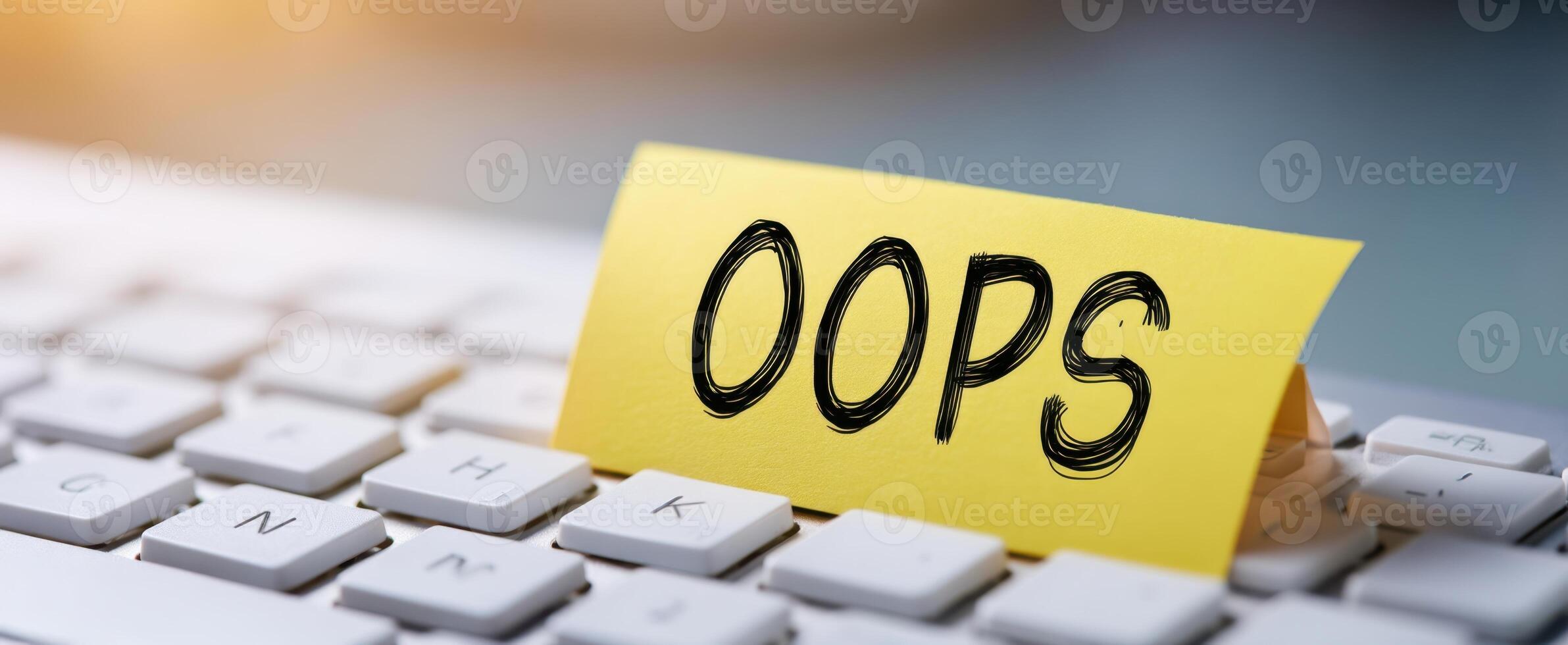 The Oops Note on a Keyboard Indicating a Mistake or Error photo