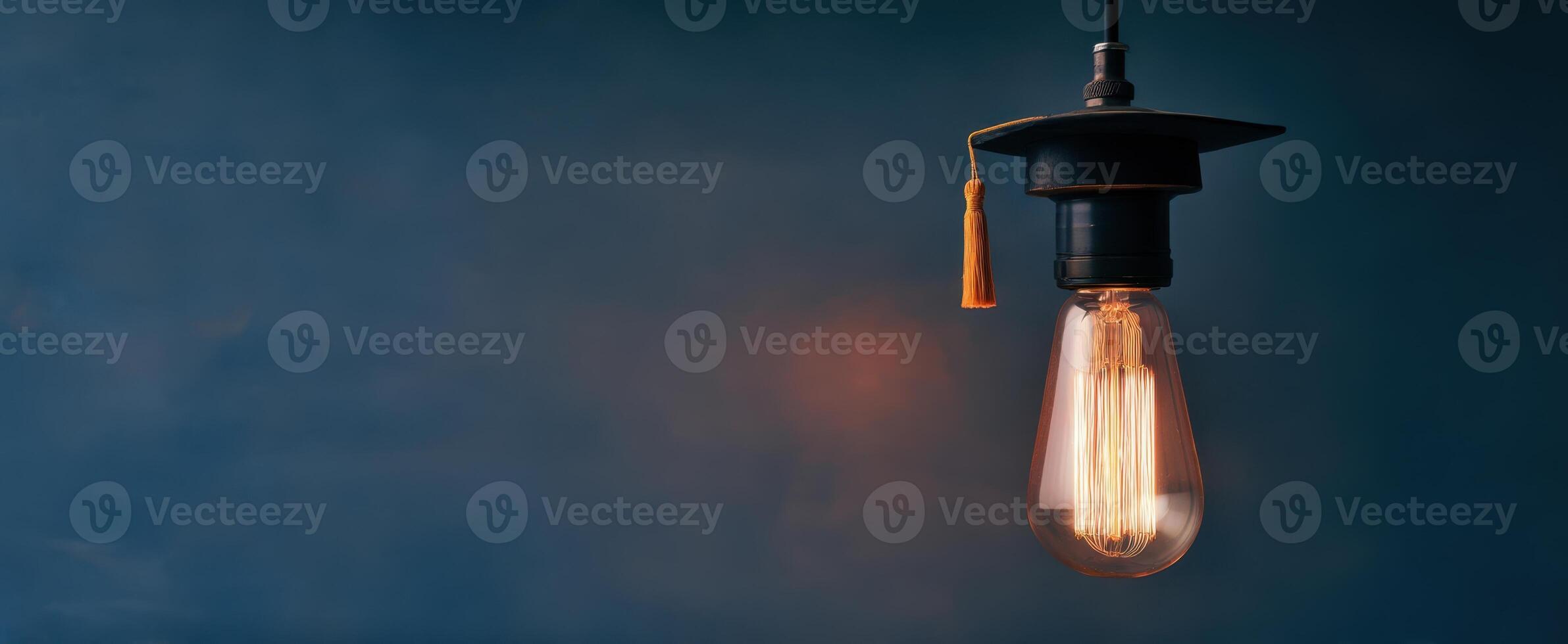 The Graduation Cap Lamp Illuminating a Stylish Workspace Atmosphere photo