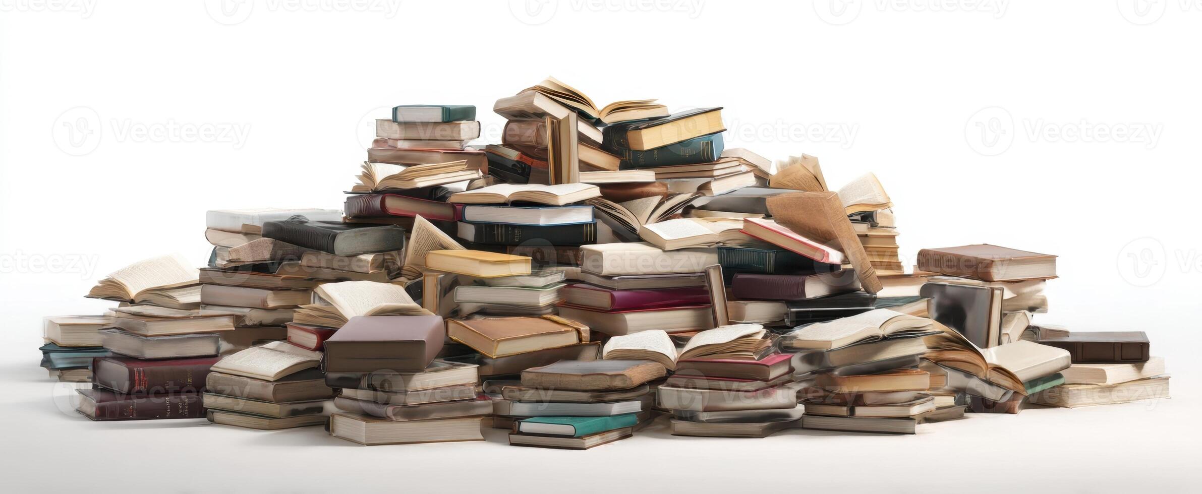 The pile of assorted books creating a mountain of literary treasures. photo