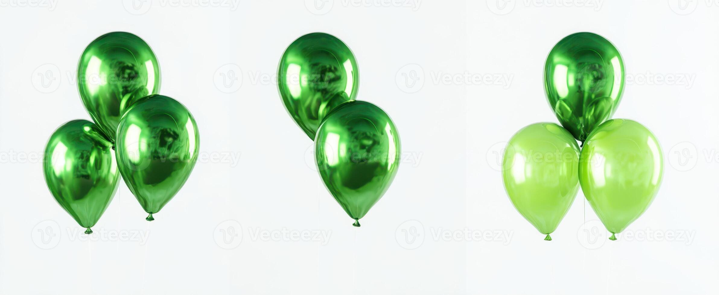 The shiny green balloons creating a festive and cheerful atmosphere. photo