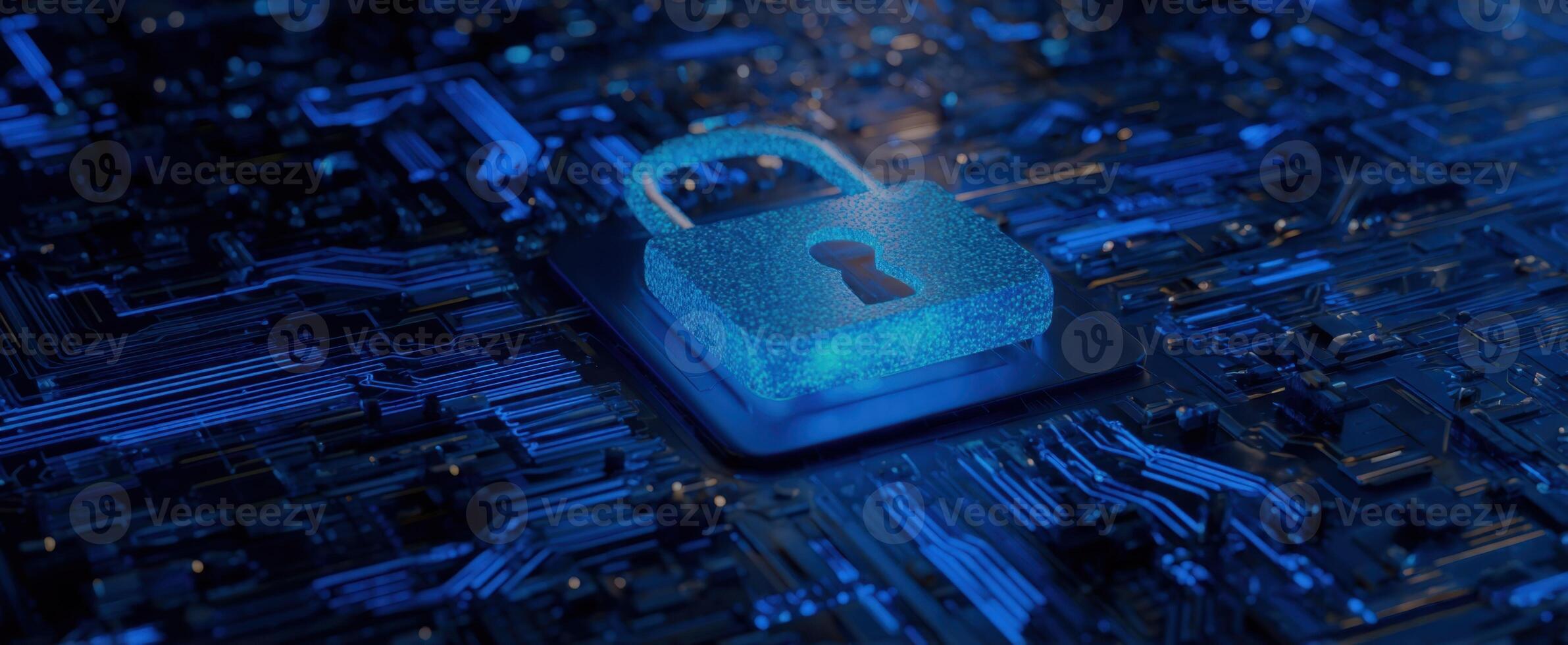 The digital lock symbolizing online security and data protection in cyberspace. photo