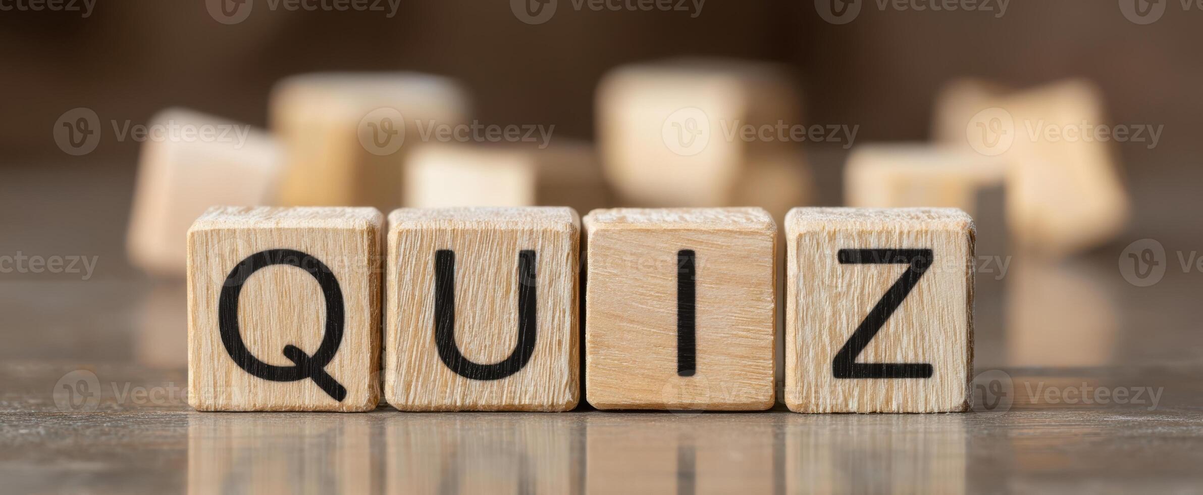 The Wooden Blocks Spelling Out 'Quiz' on a Tabletop for Fun Learning Activities photo