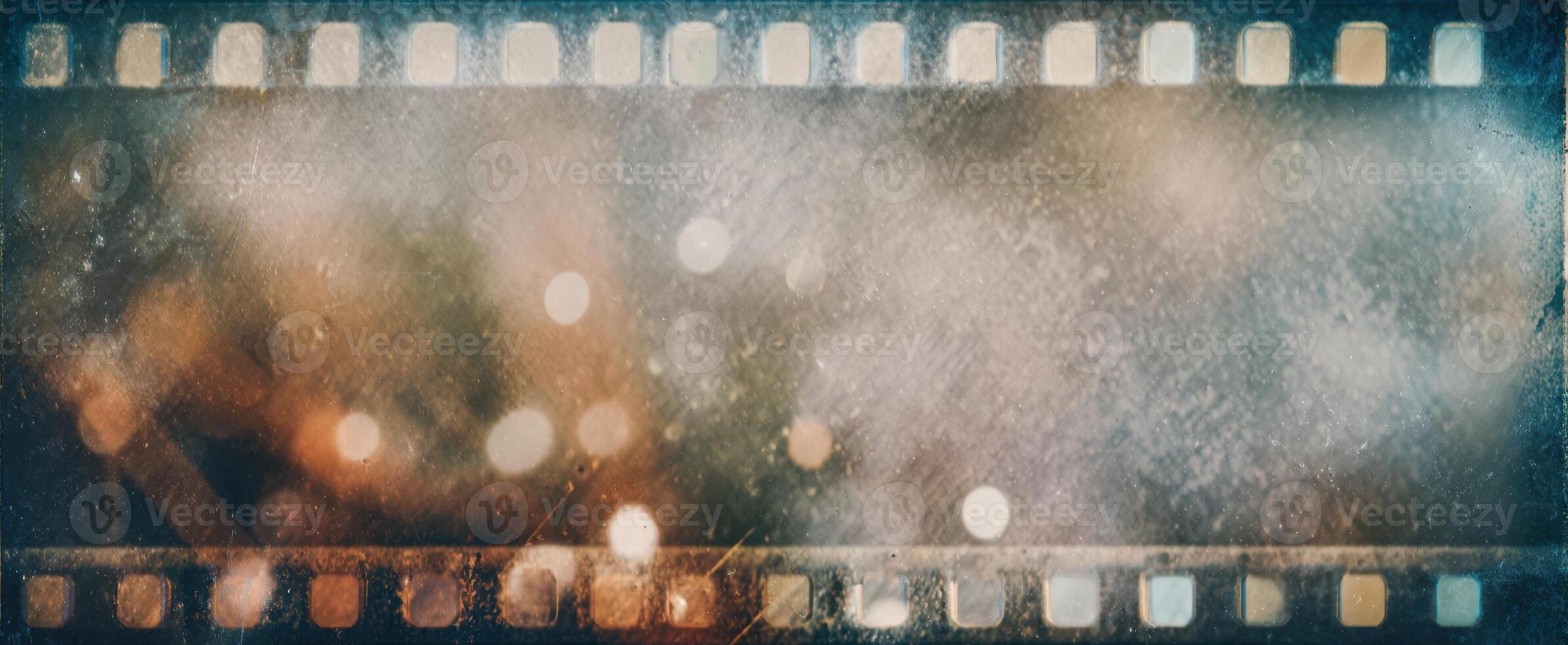The vintage film frame with blurred bokeh lights and nostalgic textures. photo