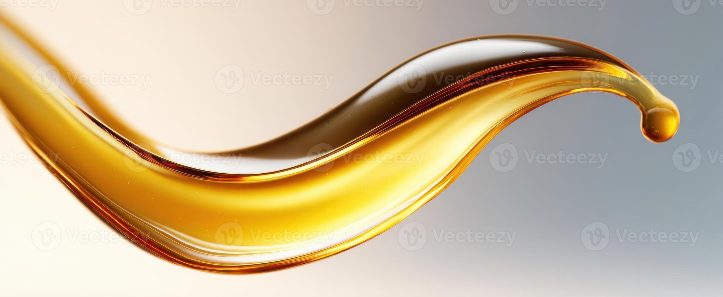 The elegant curve of golden oil flowing gracefully in motion photo
