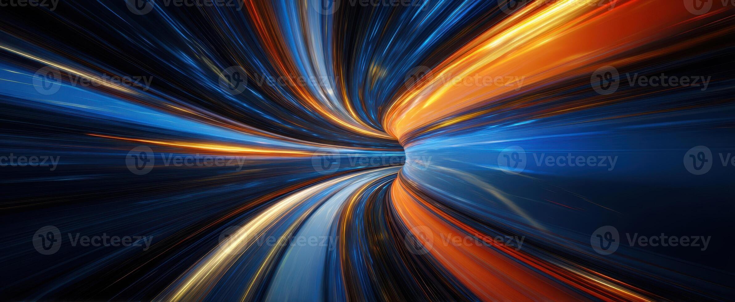 The Vibrant Swirl of Light in a Futuristic Tunnel photo