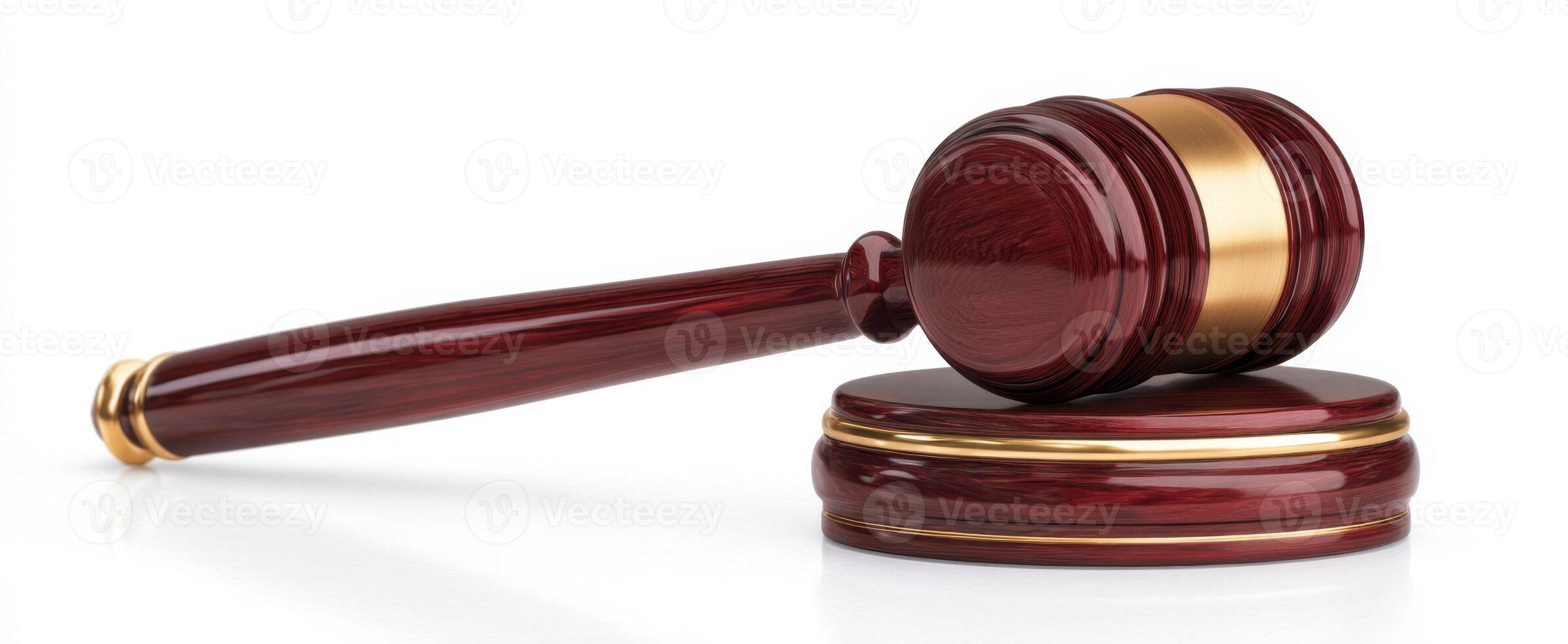Judge's gavel and wooden block on white background 3d illustration photo