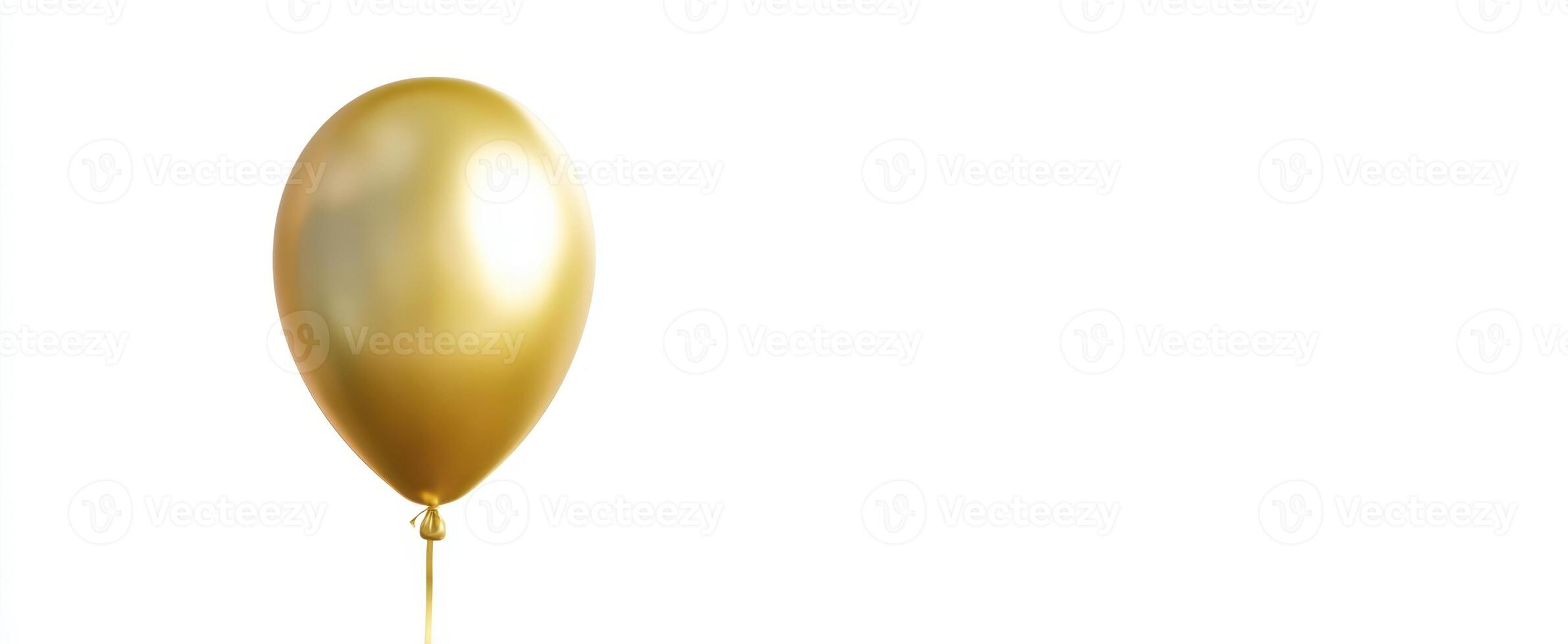 The elegant gold balloon floating against a clean white background. photo
