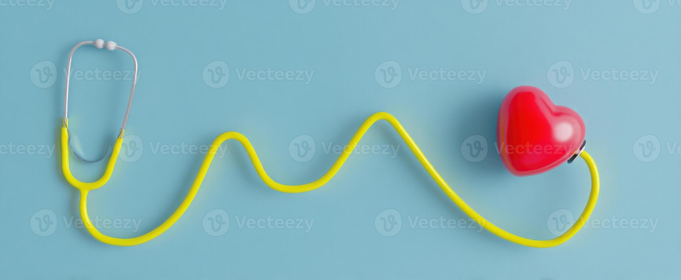 The stethoscope and heart symbolizing love and healthcare connection photo