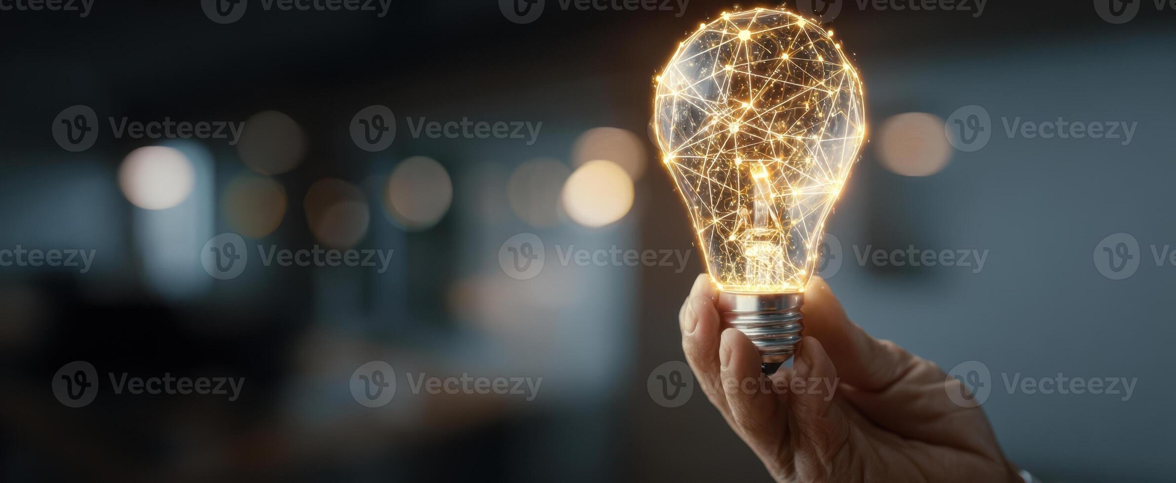 The luminous light bulb symbolizing innovative ideas and creativity. photo