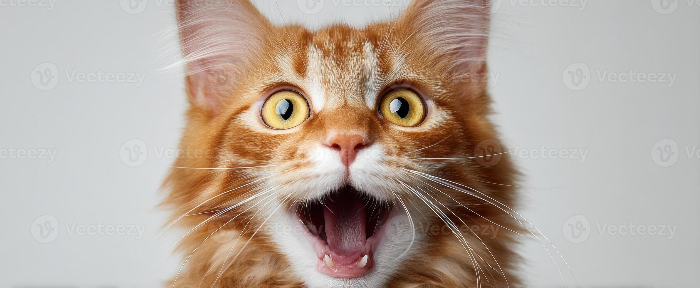 The adorable orange cat with a surprised expression and joyful personality. photo