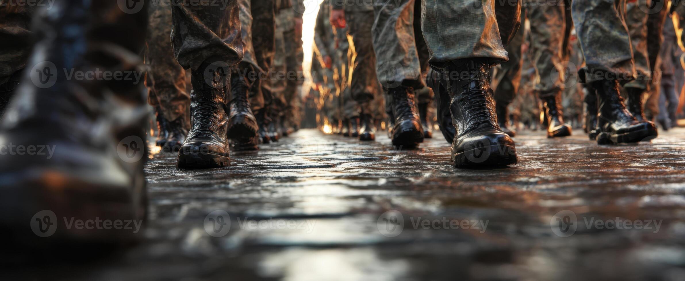 The Marching Soldiers Showcase Precision and Unity in Military Parade. photo