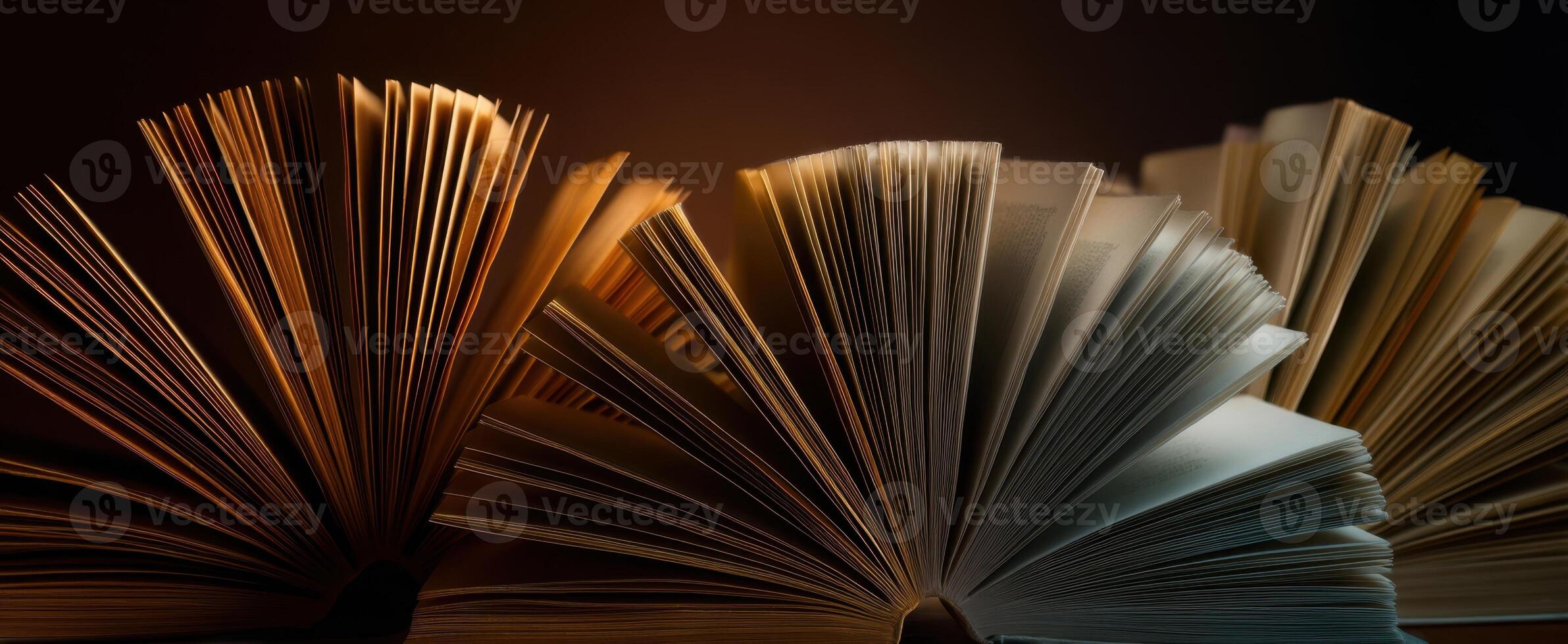 The mesmerizing display of open books inviting knowledge and imagination photo