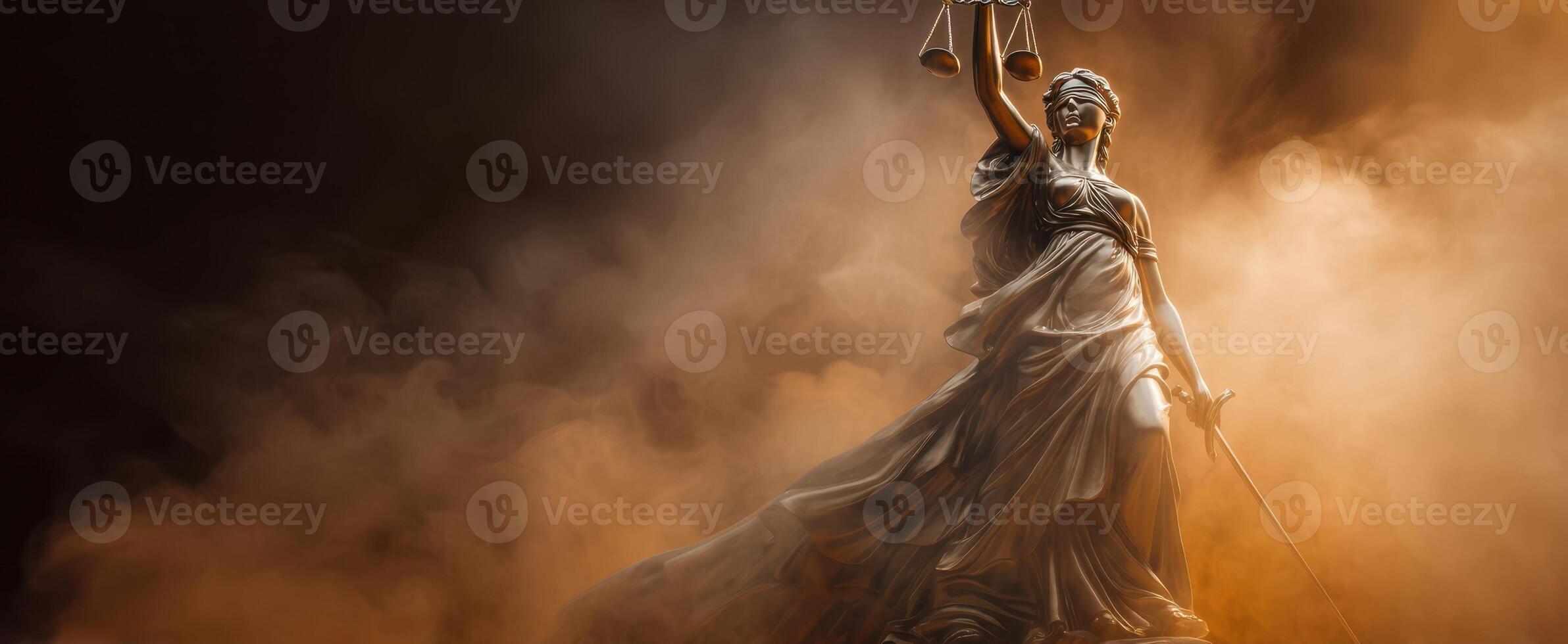 The Sculpture of Justice Standing Tall in Dramatic Lighting photo