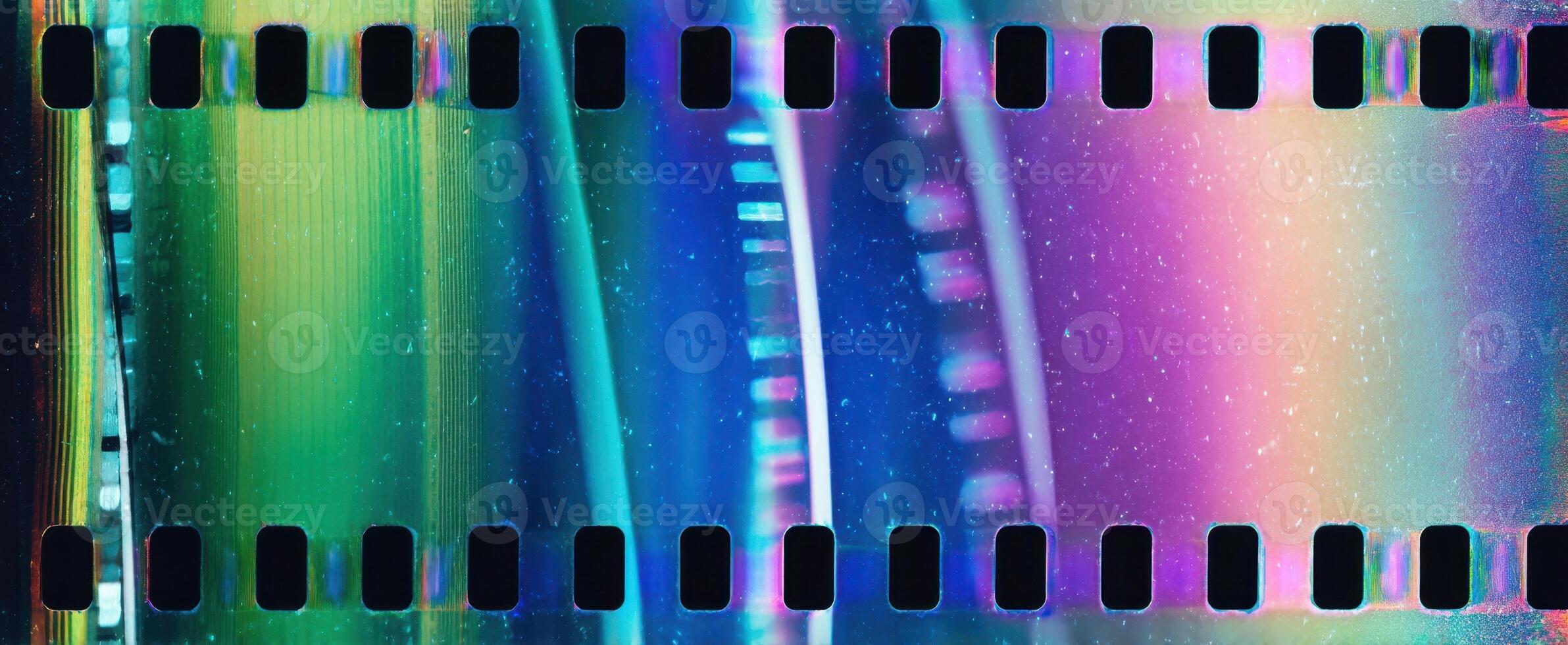 The vibrant colors of a film strip creating an abstract visual experience. photo