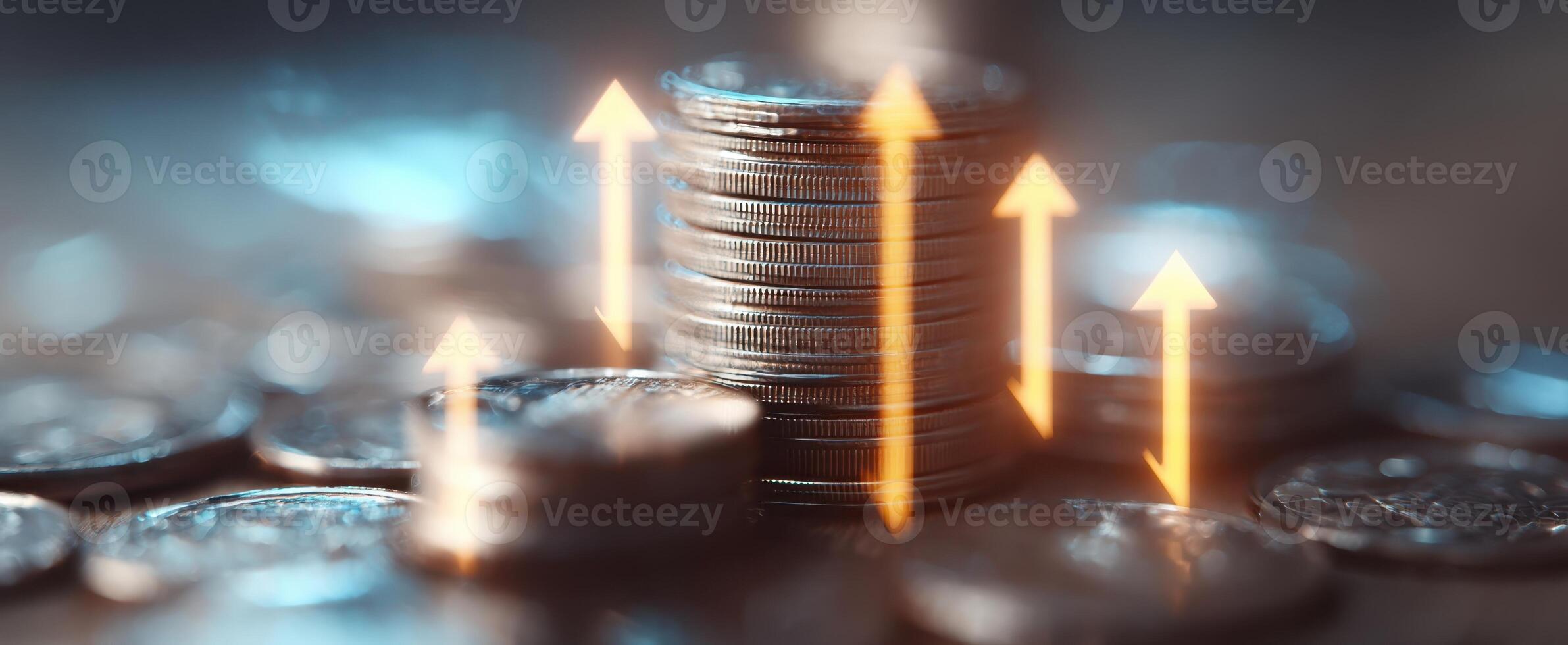 The stack of coins representing economic growth and financial success. photo