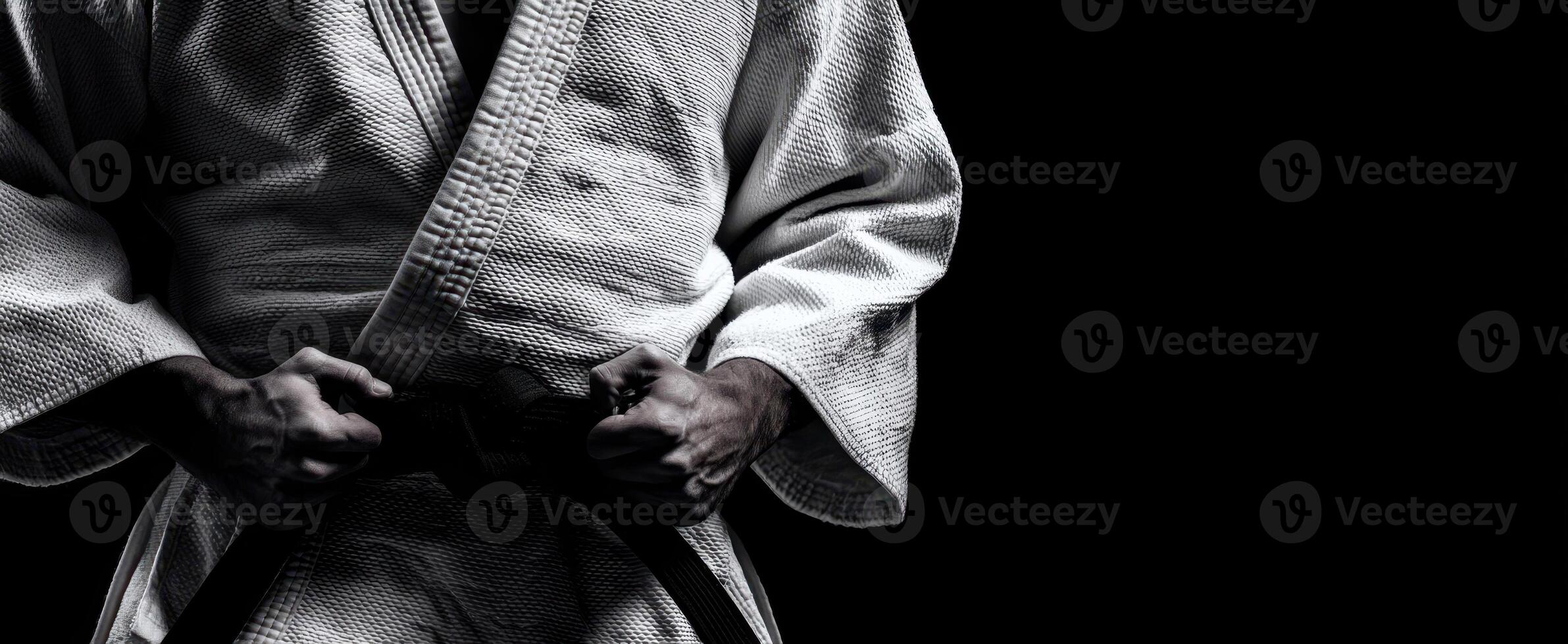 The determined judo athlete preparing for competition with focus and strength. photo