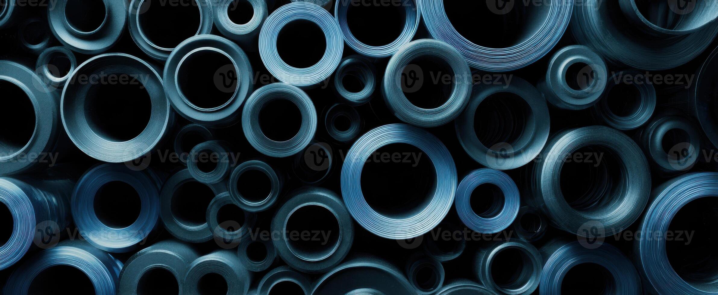 The Circular Composition of Blue Metal Tubes in Abstract Arrangement photo
