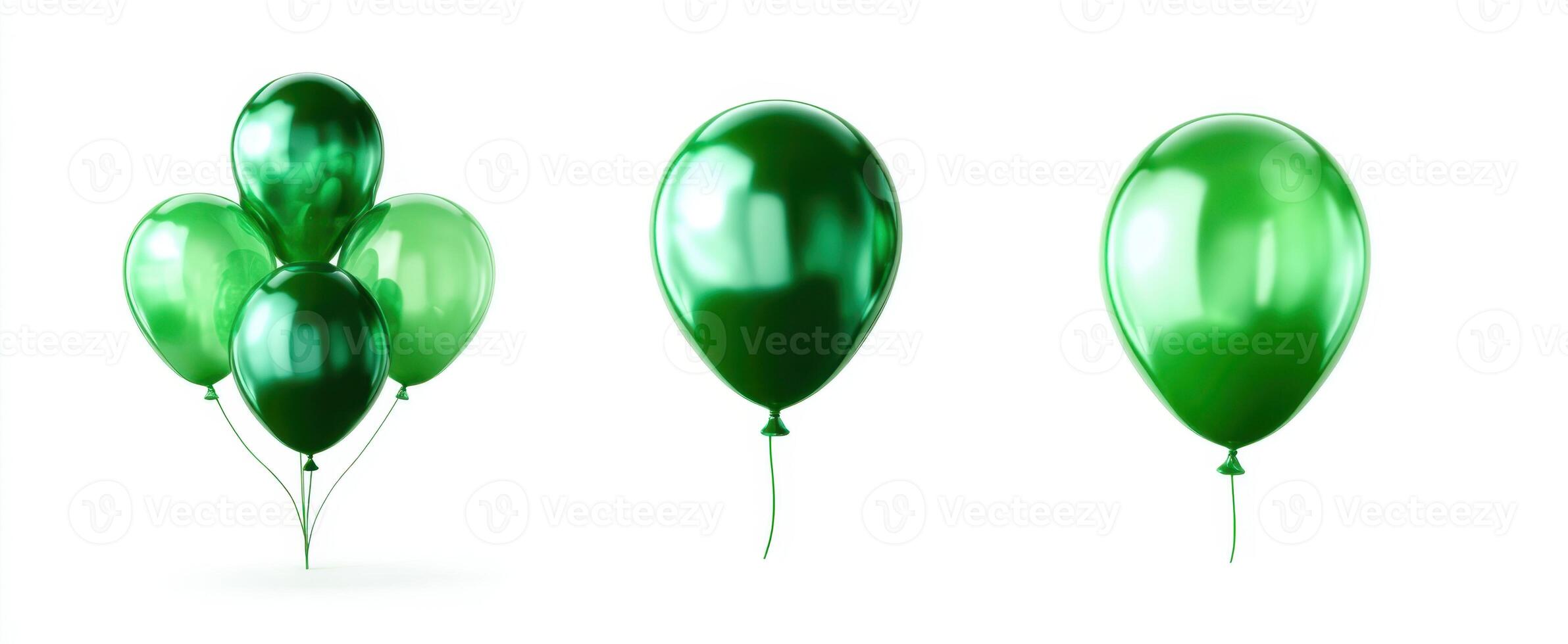 The trio of vibrant green balloons floating joyfully against a clean background photo