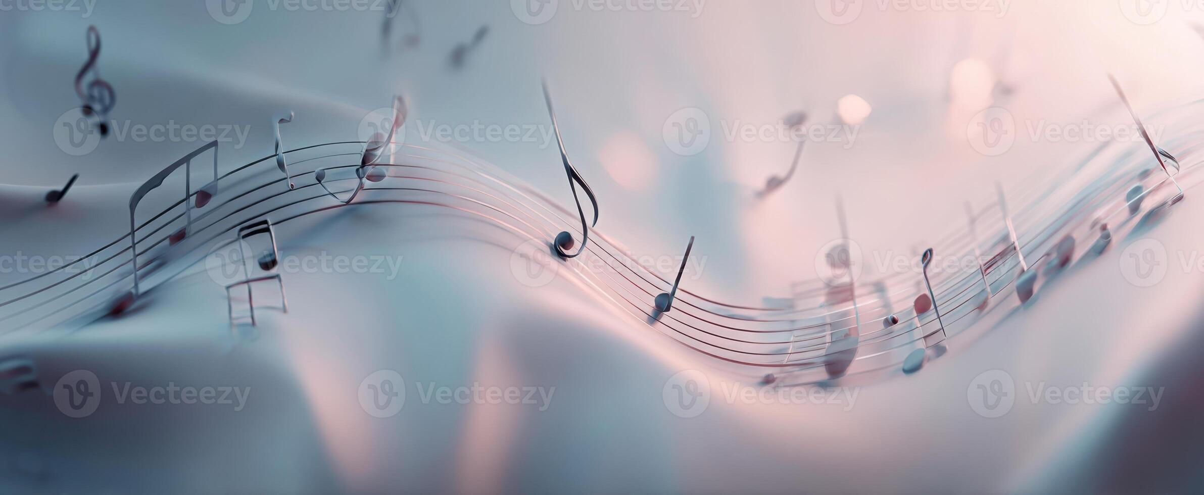 The Flowing Music Notes Over A Soft, Serene Background photo