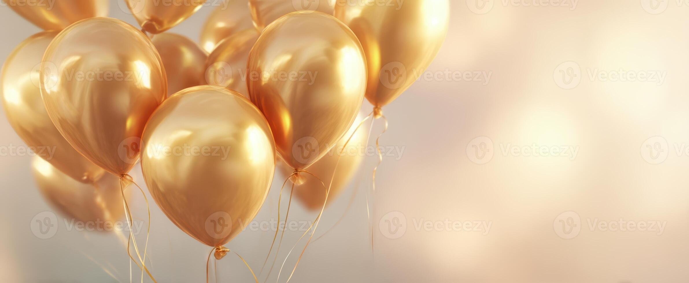 The elegant cluster of golden balloons creates a festive atmosphere. photo