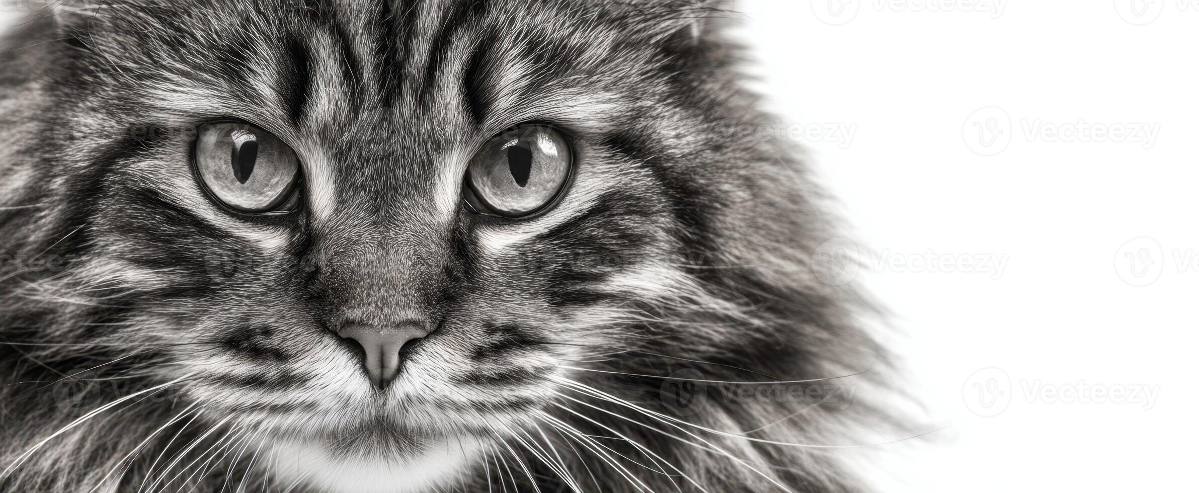 The striking portrait of a domestic cat highlighting its mesmerizing features. photo