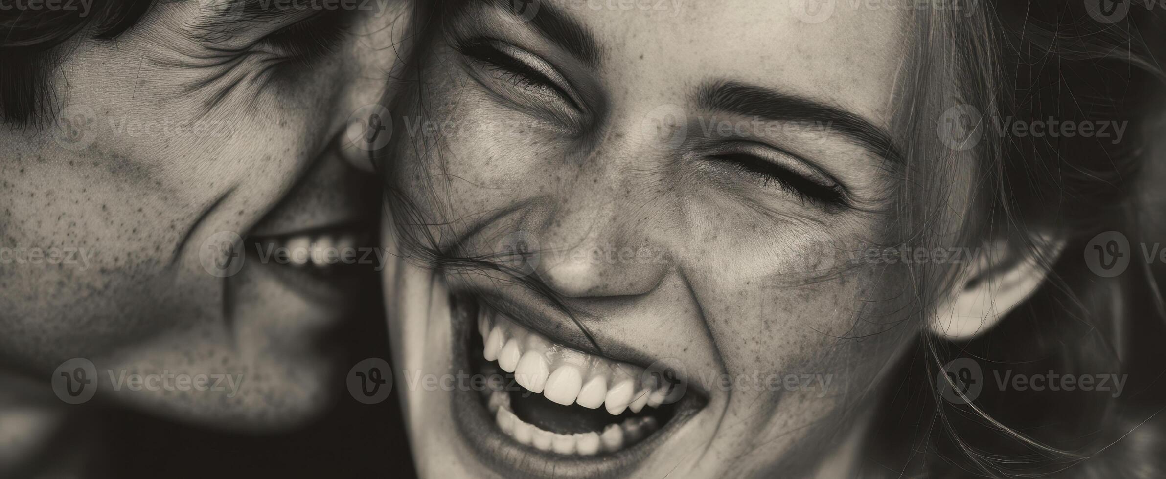 The joyful couple sharing a candid moment of laughter and love. photo