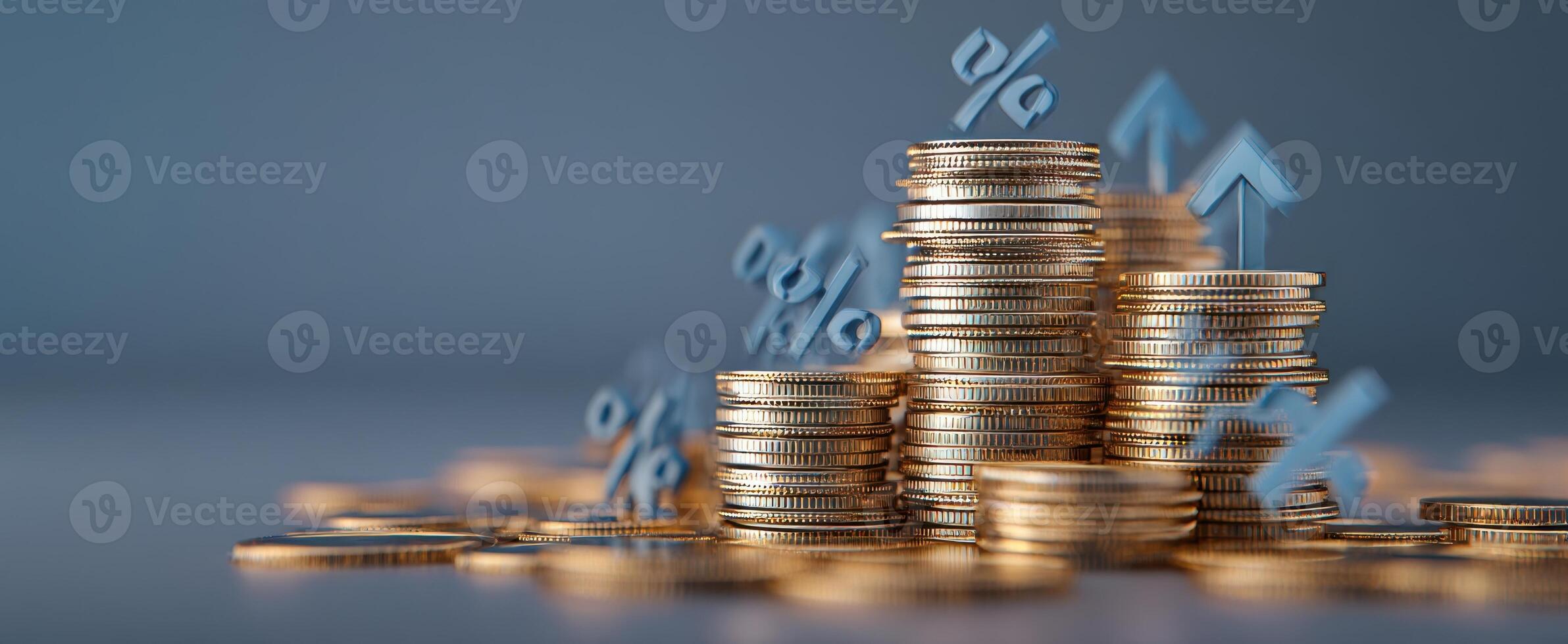 The coins symbolizing financial growth and investment opportunities with upward trends photo