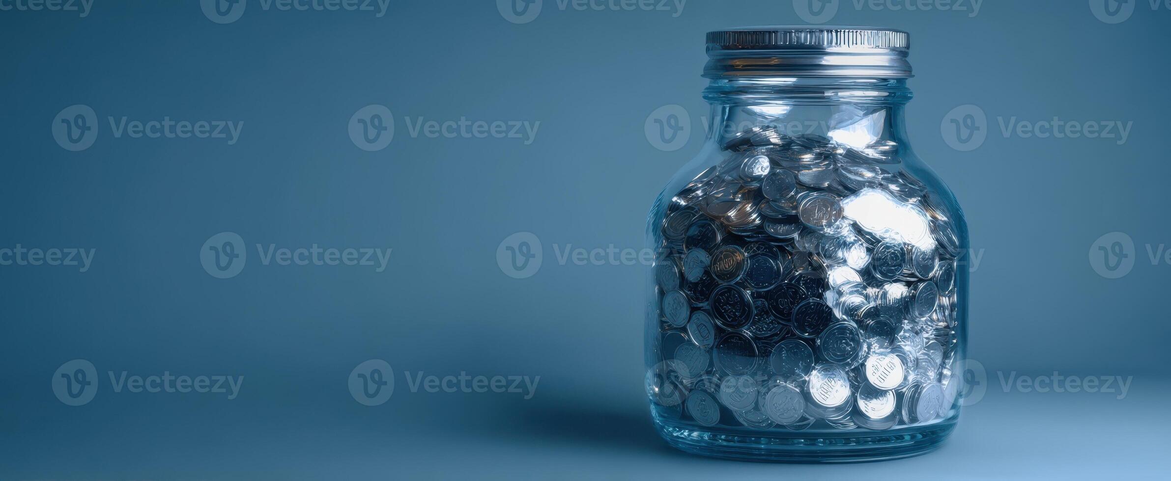 The jar filled with coins representing savings and financial growth. photo
