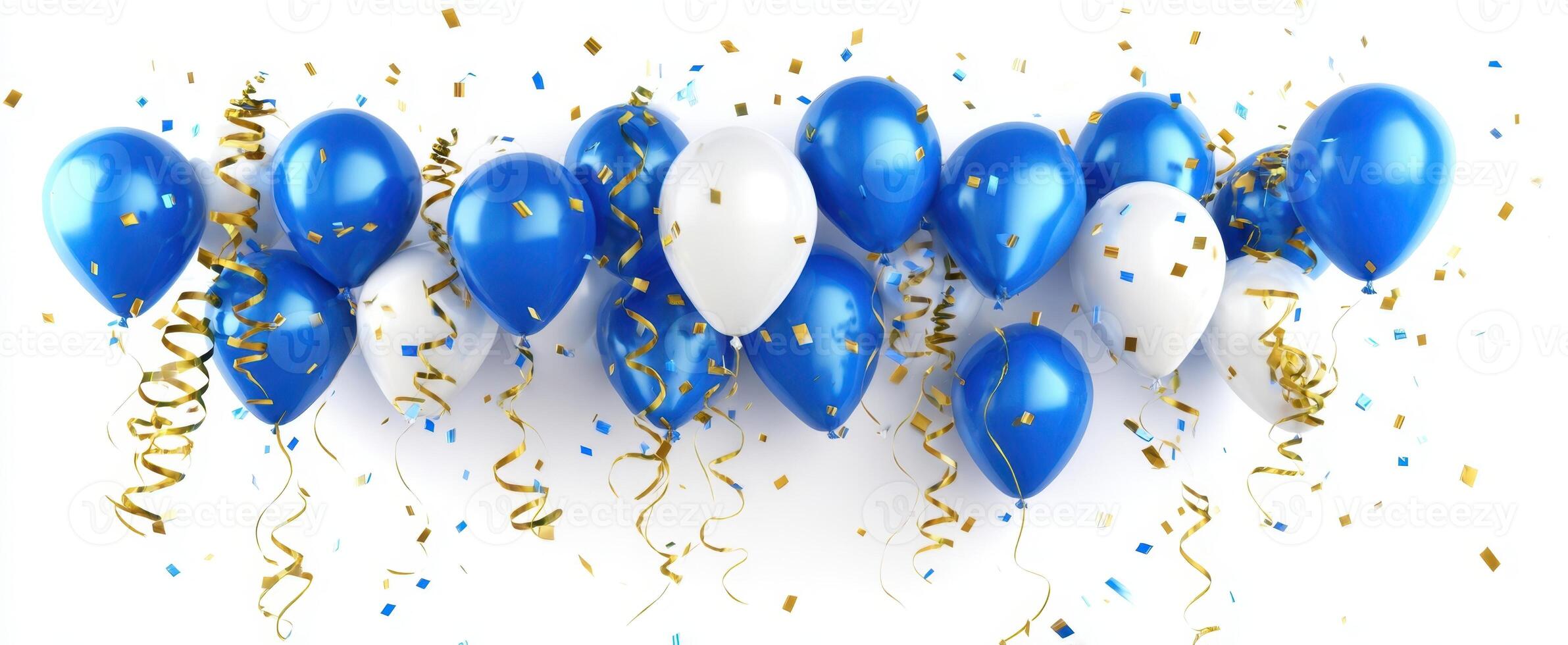 The vibrant balloons and confetti celebrating a joyful event or party. photo