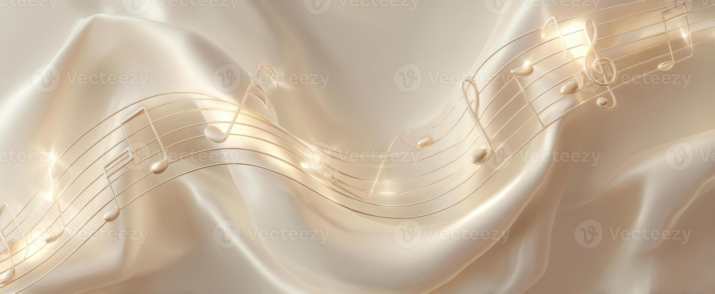The enchanting melody flowing across shimmering silk fabric background. photo