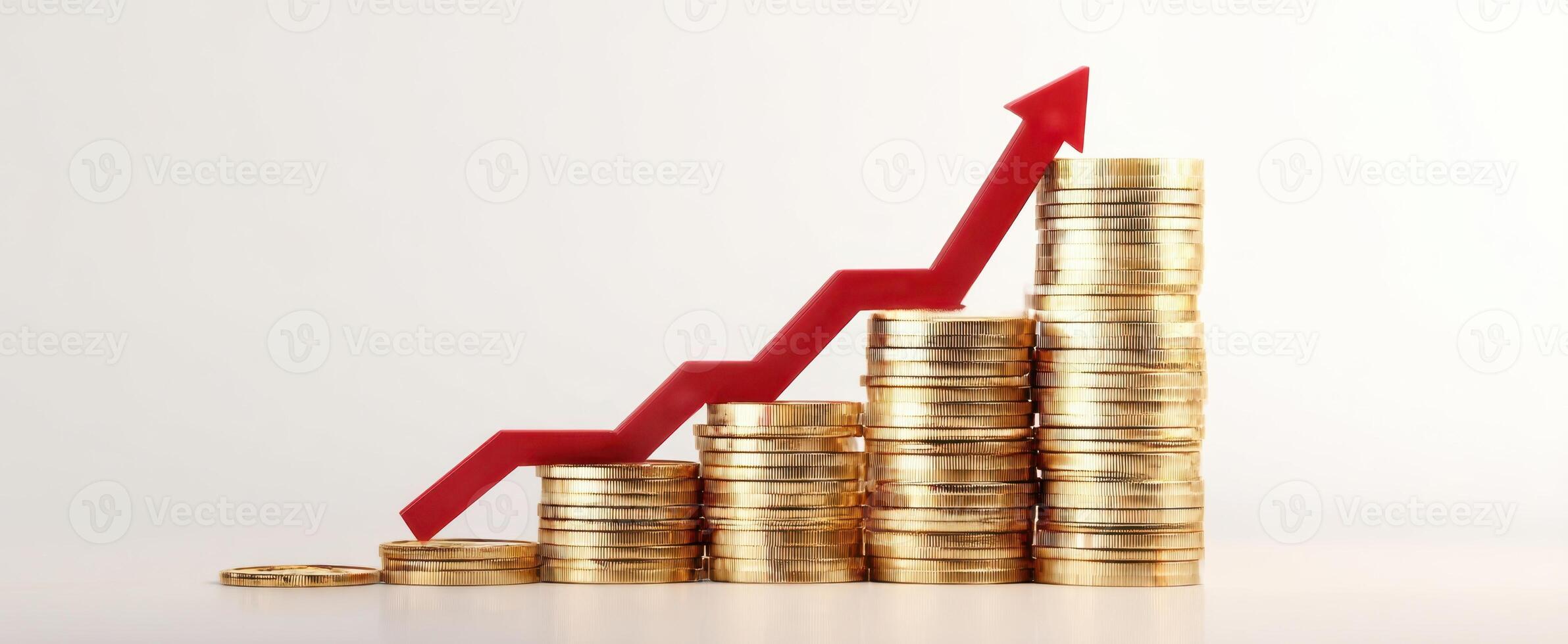 The upward trend of financial growth represented by stacked coins. photo