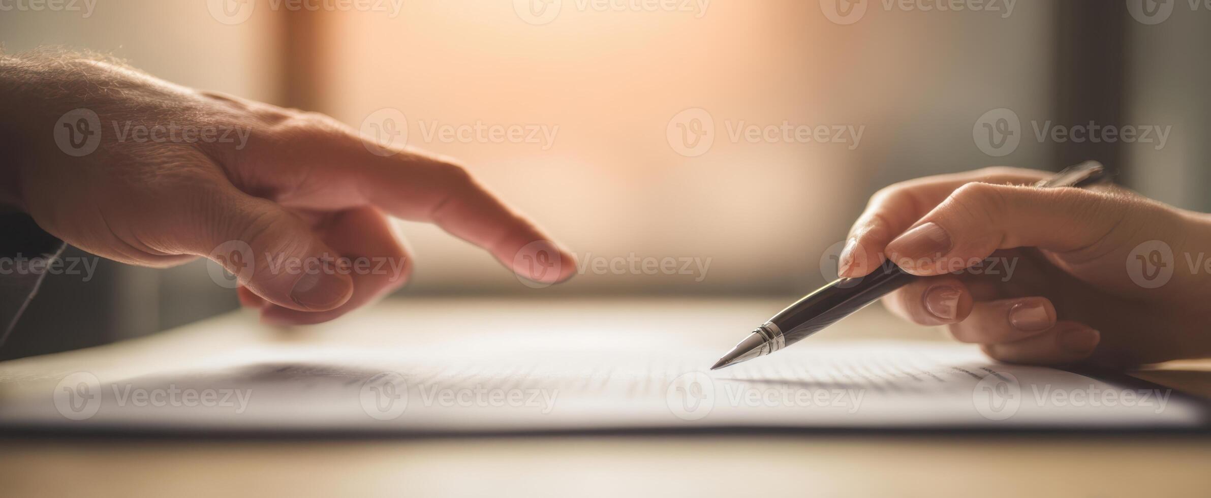 The Close-Up Interaction of Hands Over a Document for Agreement photo