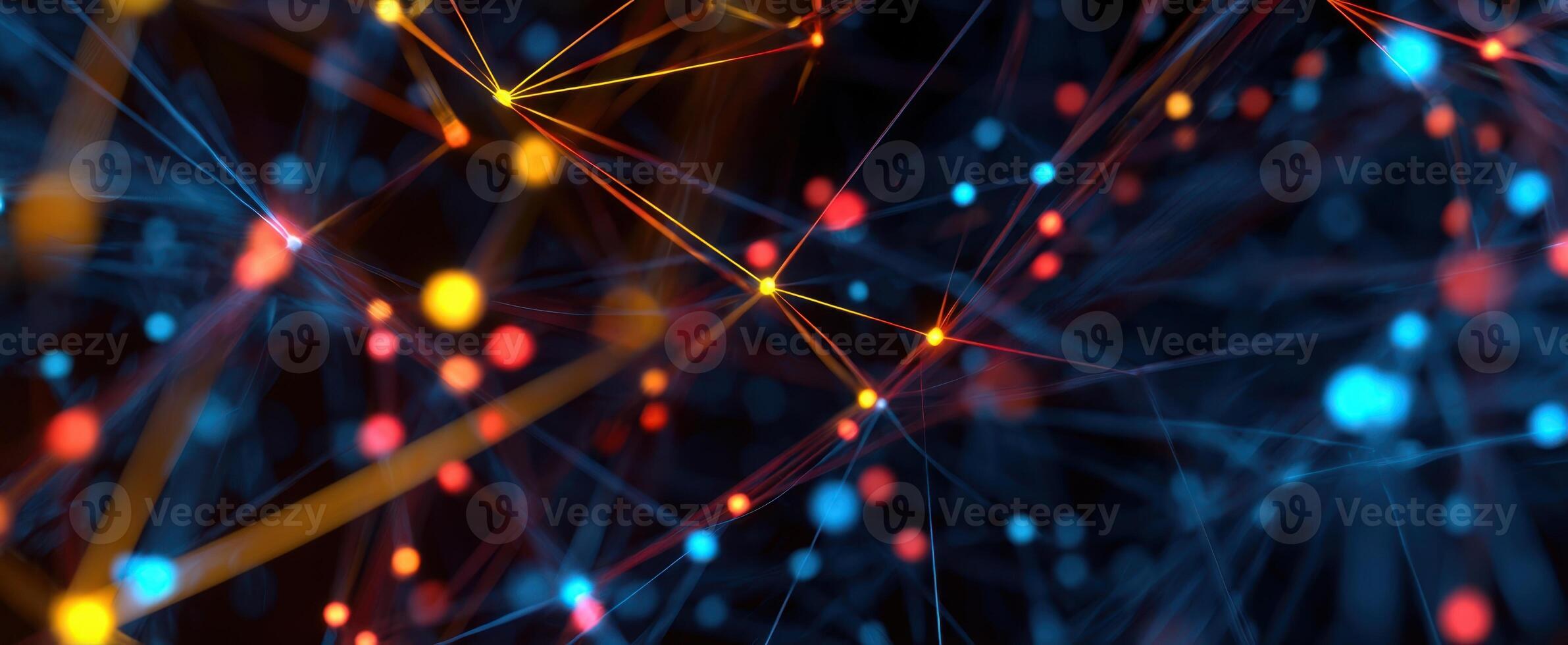 The vibrant network of illuminated connections in a digital abstract design. photo