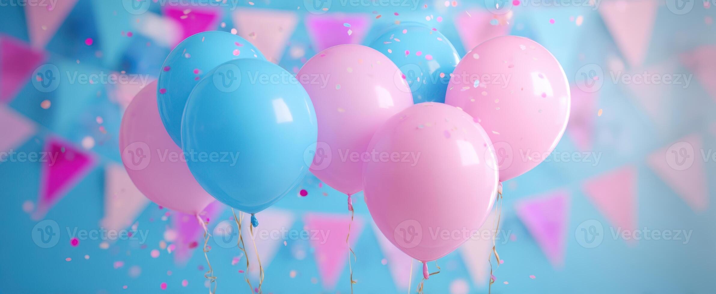 The colorful balloons create a vibrant festive atmosphere for celebration occasions. photo